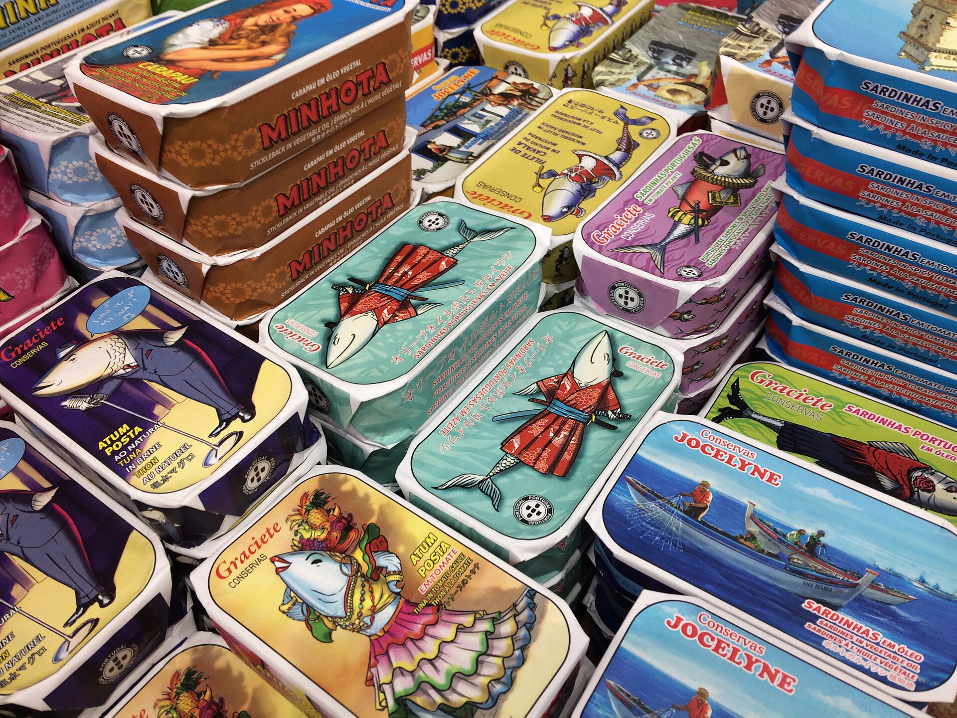 A stack of sardine tins